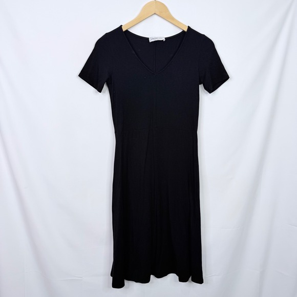 Amour Vert V-Neck Jersey Black Midi Dress Size S - Picture 3 of 6